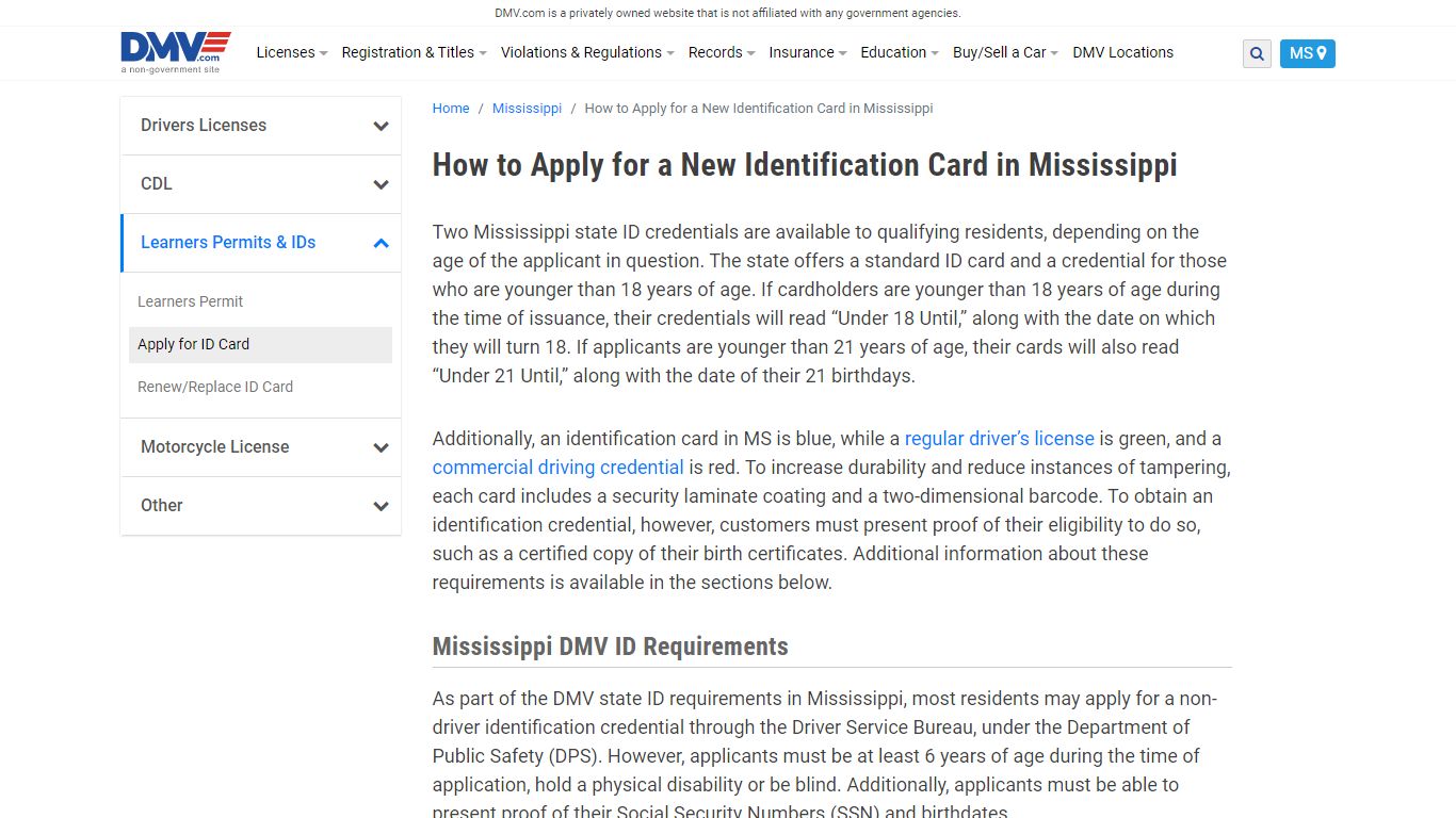 Applying For A Mississippi State ID | DMV.com